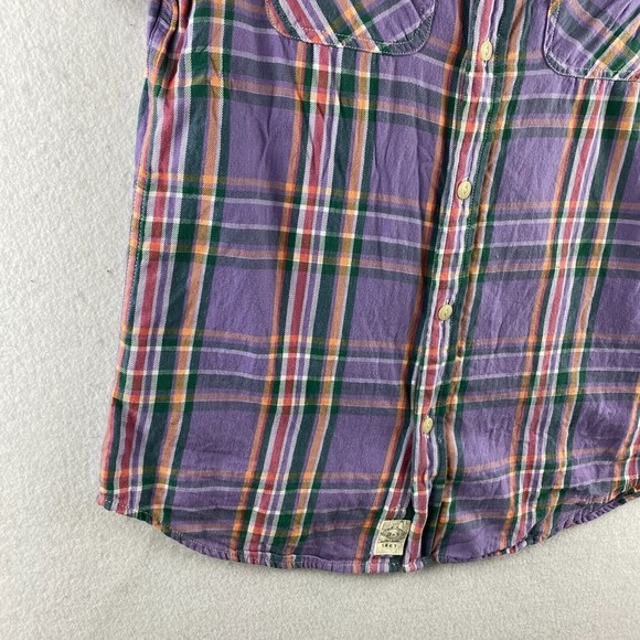 Denim & Supply Ralph Lauren Button Up Womens S Small Purple Plaid Short Sleeve - Picture 4 of 15